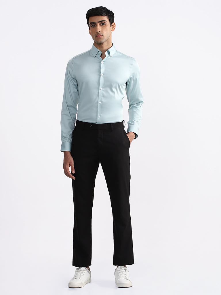 Buy WES Formals Solid Sage Slim Fit Shirt from Westside